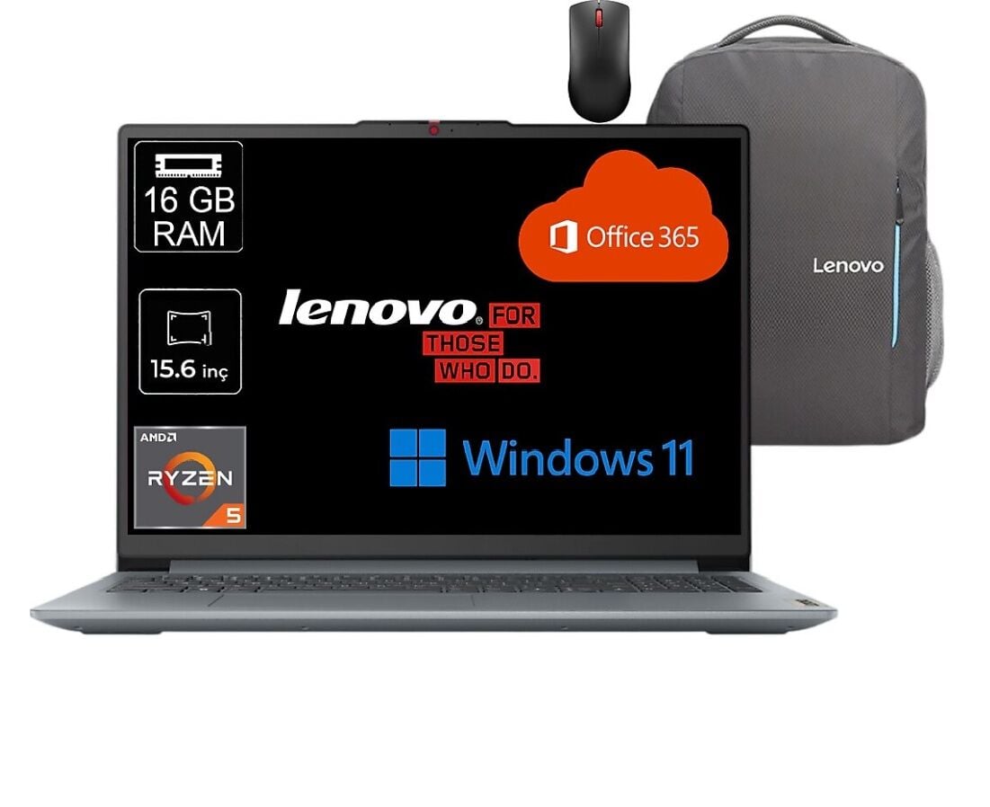 LENOVO IdeaPad Slim 3 AMD Ryzen 5 7520U 16GB Ram 1TB SSD 15.6'' FHD W11P+OFFİCE+ÇANTA+MOUSE