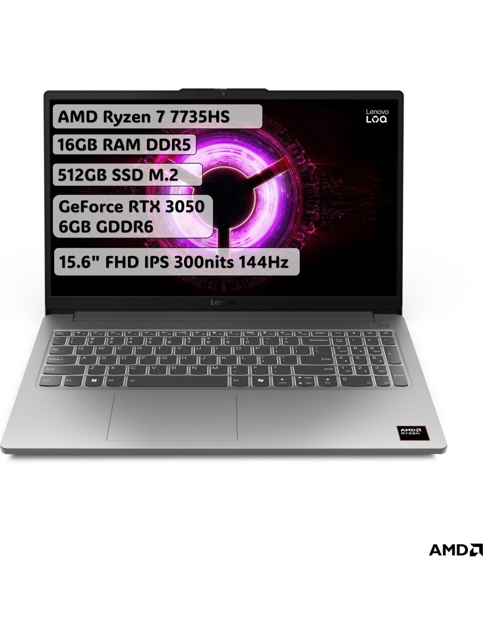 LENOVO LOQ 83S00033TR001 Ryzen7-7735HS 16GB 512SSD RTX3050 W11P 15.6'' FullHD Dizüstü Bilgisayar
