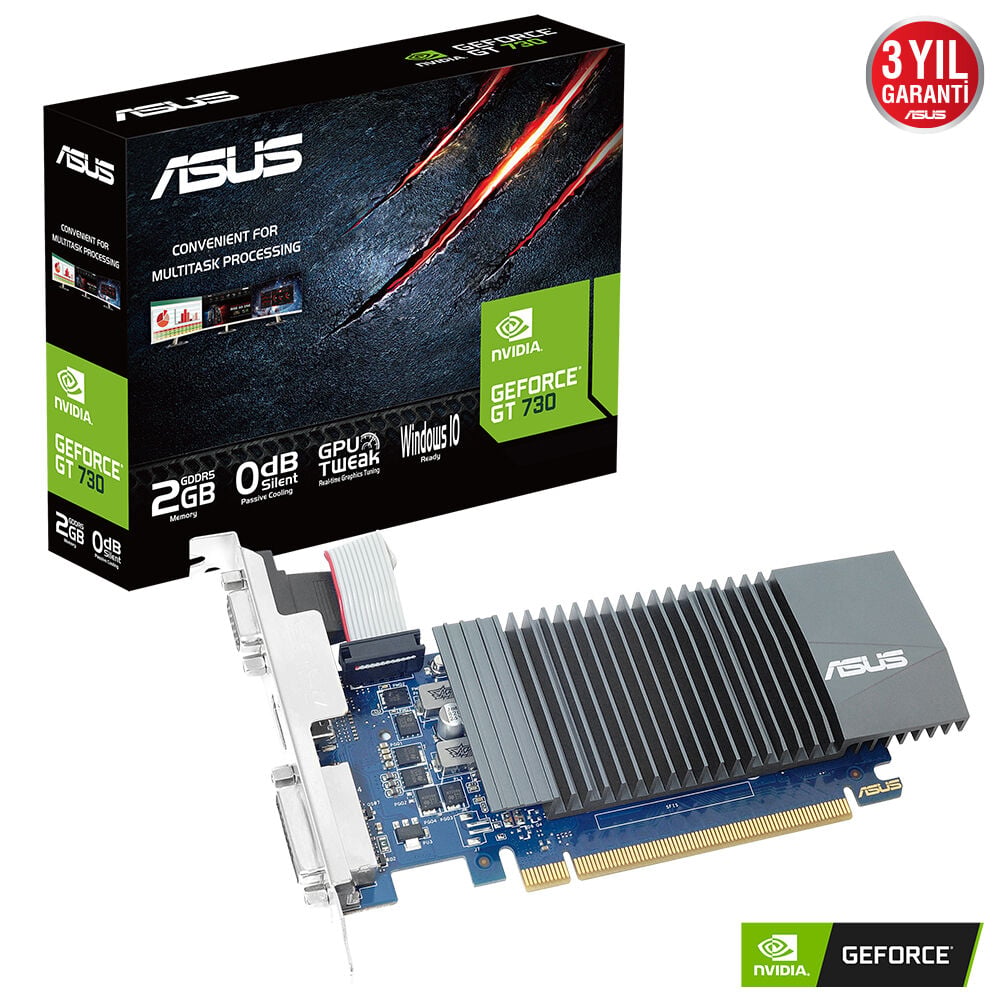 ASUS GT730-SL-2GD5-BRK GT730 2GB DDR5 64Bit VGA/DVI/HDMI 16X DX12 NVIDIA