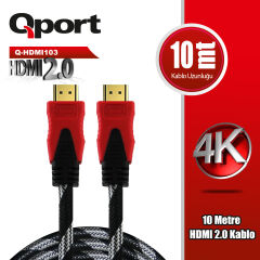 QPORT Q-HDMI103 HDMI KABLO 10MT Ver2.0 ALTIN UÇLU 3D 4K