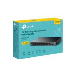 TP-LINK LS1210GP 10 PORT 10/100/1000 8 PORT POE+ YONETILEMEZ DESKTOP SWITCH METAL KASA