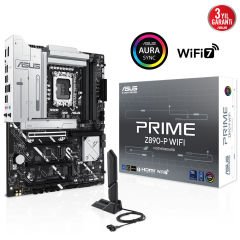 ASUS PRIME Z890-P WIFI 4x DDR5 DP/HDMI 4x M.2 1x 2.5GLAN/WIFI7/BT USB4 1851P ANAKART, Intel Z890 LGA1851 DDR5 8400 4x M2 USB4 USB3.2 WiFi7 BT AURA RGB 2.5Gbit LAN ATX 14+1+2+1 Güç Aşamaları, Thunderbolt 4, ASUS GlideX
