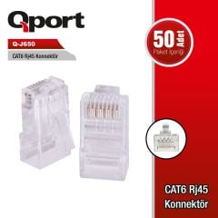 QPORT Q-J650 CAT6 RJ45 KONNEKTÖR 50'Lİ