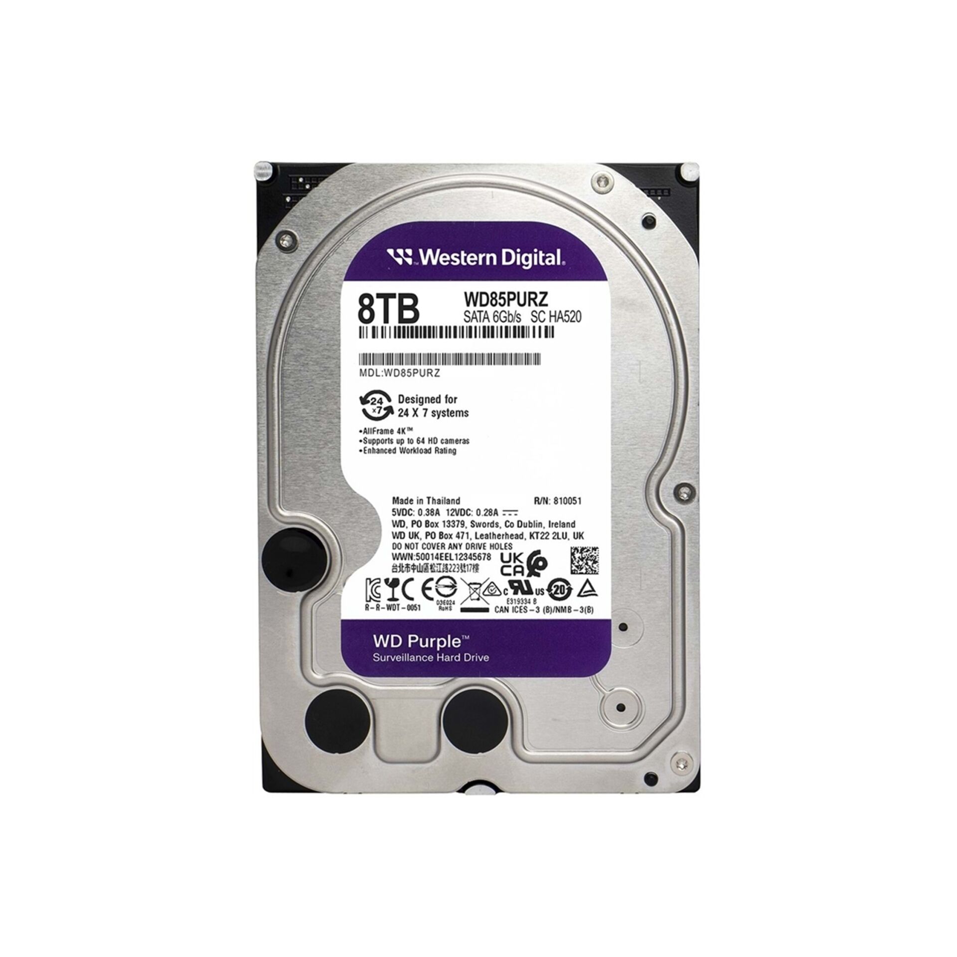 WD PURPLE 8TB 5640RPM 256MB SATA3 WD85PURZ 7/24 HDD RESMİ DİSTİ GARANTİLİ