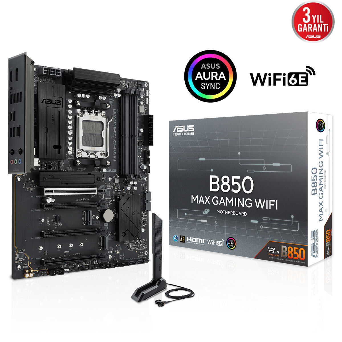 ASUS B850 MAX GAMING WIFI 4xDDR5 DP/HDMI 3xM2 AM5 ANAKART