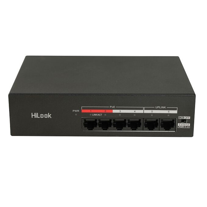 HILOOK NS-0106MP-35 10/100 4 PORT POE 2 PORT UPLINK FAST ETHERNET METAL SWITCH